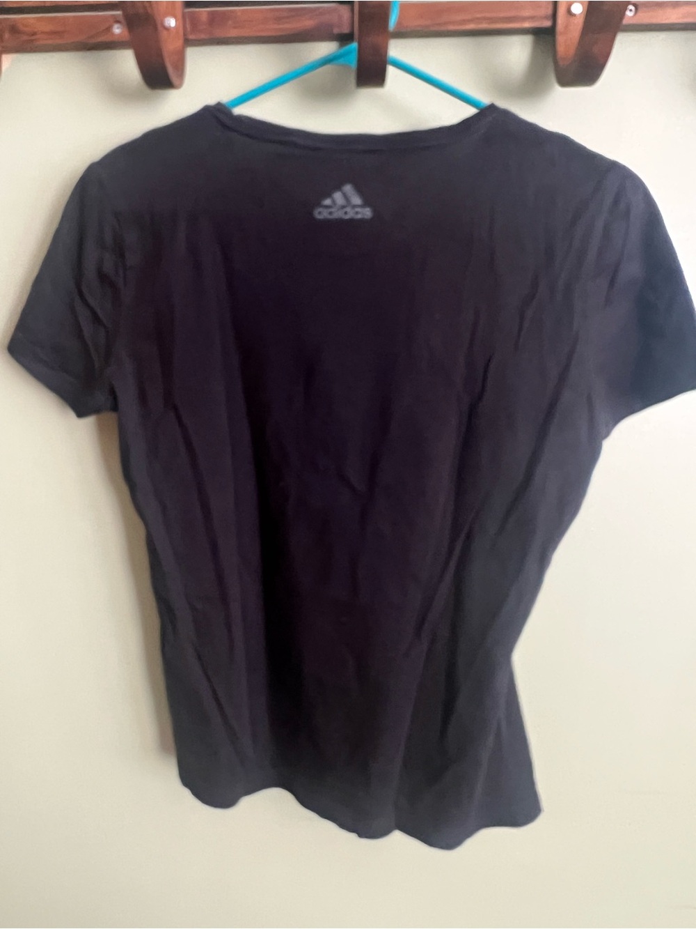 adidas Black Tee with Silver-Outlined Logo - Picture 3 of 9